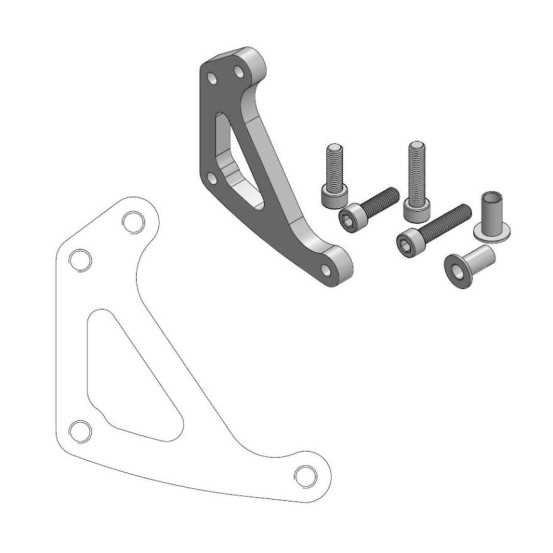 Patte de déport étrier supermotard 4 pistons MOTO MASTER - Disque 320mm - HUSQVARNA 610 SM / SMS 450 / 510 / 630 SMR