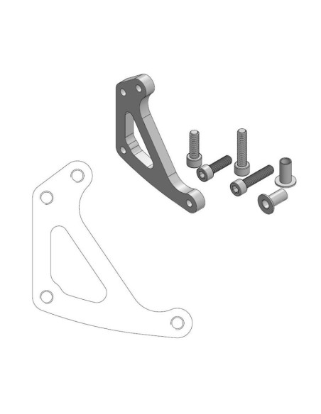 Patte de déport étrier supermotard 4 pistons MOTO MASTER - Disque 320mm - HUSQVARNA 610 SM / SMS 450 / 510 / 630 SMR