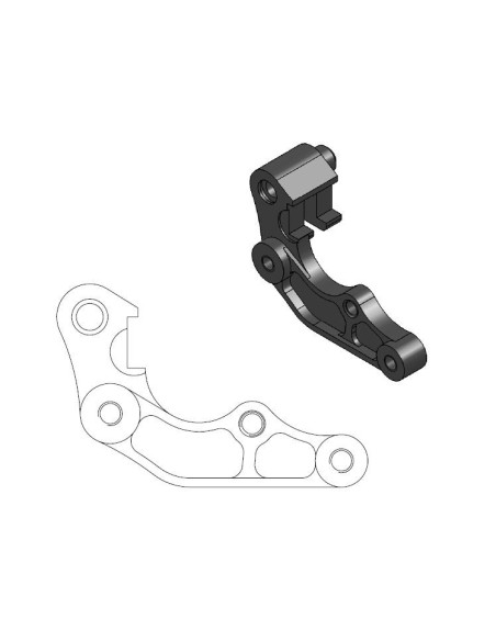 Patte de déport pour étrier de frein avant MOTO MASTER - Disque oversize 260mm - YAMAHA 125 / 250 YZ 250 WR 250 / 450 YZF