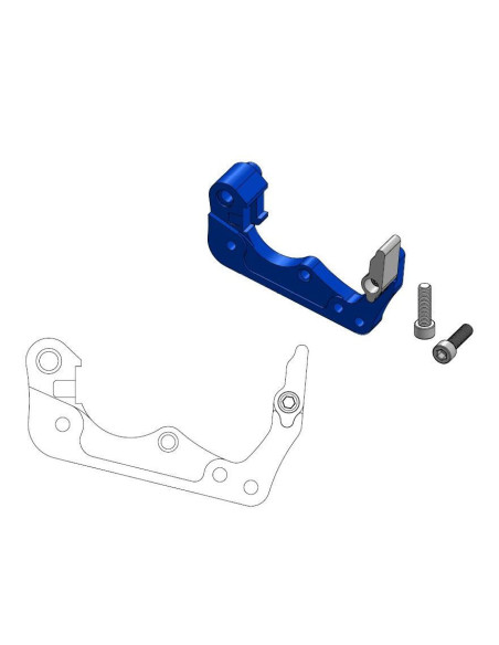 Patte de déport bleue pour étrier de frein avant BREMBO MOTO MASTER - Disque oversize 260mm - GAS GAS / HUSQVARNA / KTM