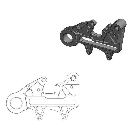 Patte de déport noire étrier de frein arrière BRAKTEC et BREMBO pour disque en 240mm MOTO MASTER - KTM / HUSQVARNA
