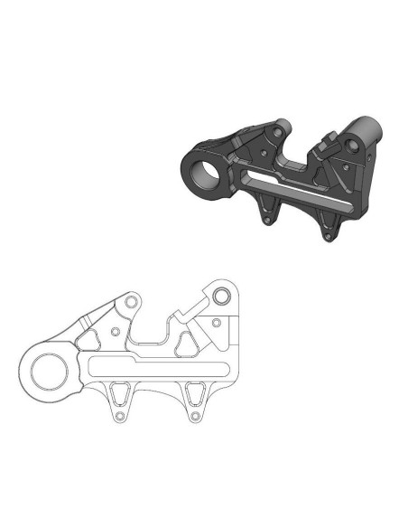 Patte de déport noire étrier de frein arrière BRAKTEC et BREMBO pour disque en 240mm MOTO MASTER - KTM / HUSQVARNA