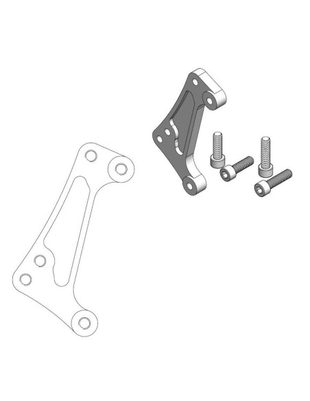 Patte de déport étrier supermotard 4 pistons MOTO MASTER - Disque 300mm - GAS GAS / HUSABERG / HUSQVARNA / KTM / Vertemati