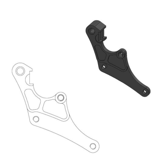Patte de déport MOTO MASTER étrier de frein de 450 CRF pour montage disque 298mm supermotard sur HONDA 80 / 85 CR - 150 CRF-R
