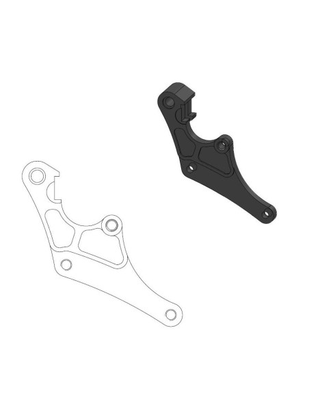 Patte de déport MOTO MASTER étrier de frein de 450 CRF pour montage disque 298mm supermotard sur HONDA 80 / 85 CR - 150 CRF-R