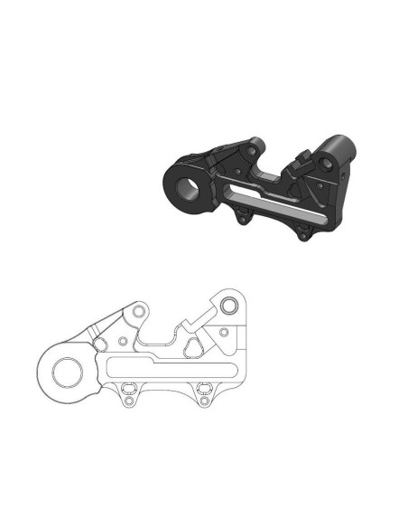 Patte de déport noire étrier de frein arrière BRAKTEC et BREMBO pour disque en 220mm MOTO MASTER - GAS GAS / HUSQVARNA / KTM