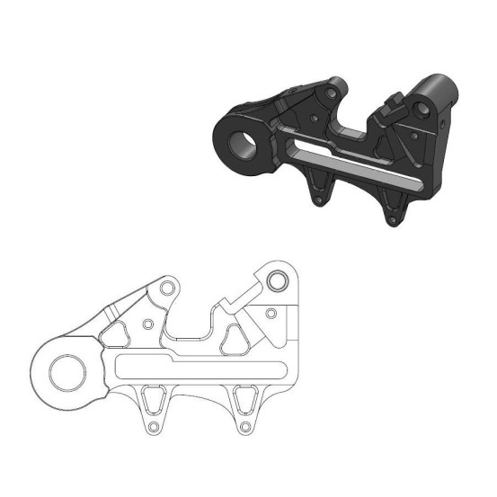 Patte de déport noire étrier de frein arrière BRAKTEC et BREMBO pour disque en 240mm MOTO MASTER - HUSABERG / HUSQVARNA / KTM