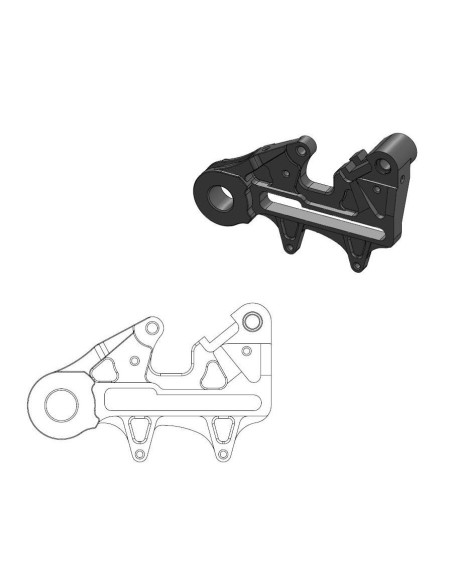 Patte de déport noire étrier de frein arrière BRAKTEC et BREMBO pour disque en 240mm MOTO MASTER - HUSABERG / HUSQVARNA / KTM