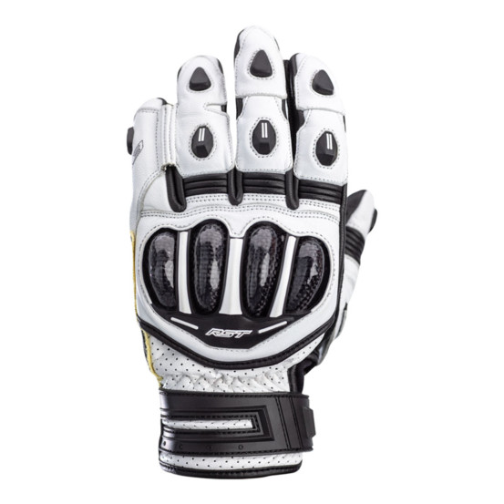 Gants moto cuir courts RST Tractech Evo 4 - Blanc Noir