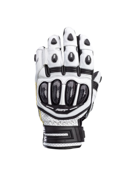 Gants moto cuir courts RST Tractech Evo 4 - Blanc Noir