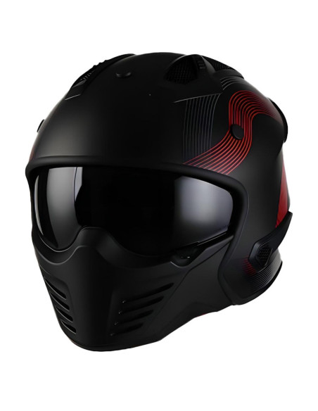Casque Jet VITO Bruzano Noir Mat / Rouge