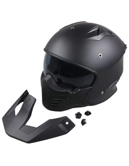 Casque Jet VITO Bruzano Noir Mat (avec visière)