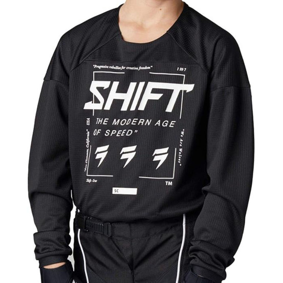Maillot cross enfant Shift 2021 White Label Bliss - Noir Blanc