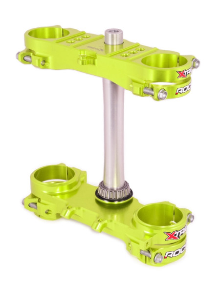 Té de fourche jaune fluo ROCS XTRIG Suzuki 250 RMZ 2016-2019 450 RMZ 2013-2017 OFFSET 21,5