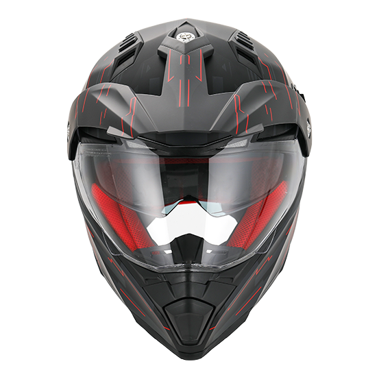 Casque Cross VITO Molino Noir Mat / Rouge (double écran)