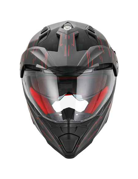 Casque Cross VITO Molino Noir Mat / Rouge (double écran)