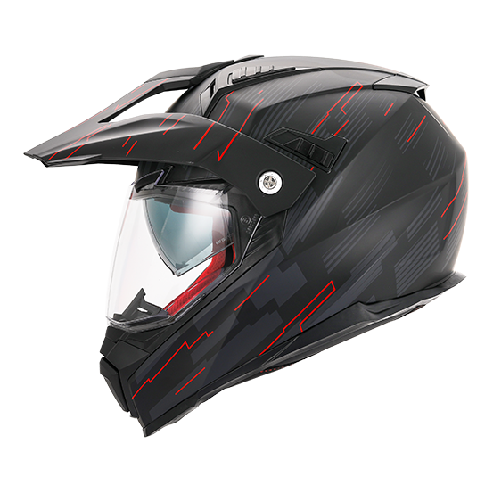 Casque Cross VITO Molino Noir Mat / Rouge (double écran)