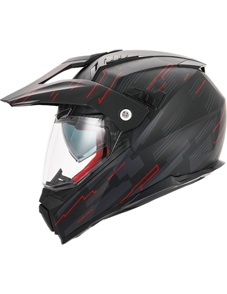 Casque Cross VITO Molino Noir Mat / Rouge (double écran)