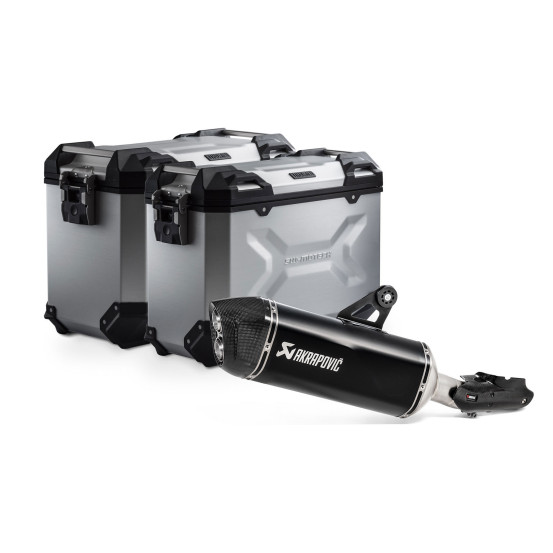 Kit valises SW-MOTECH TRAX ADV + silencieux Akrapovic BMW R 1250 GS - Adventure 2018 - Rallye 2021 Gris