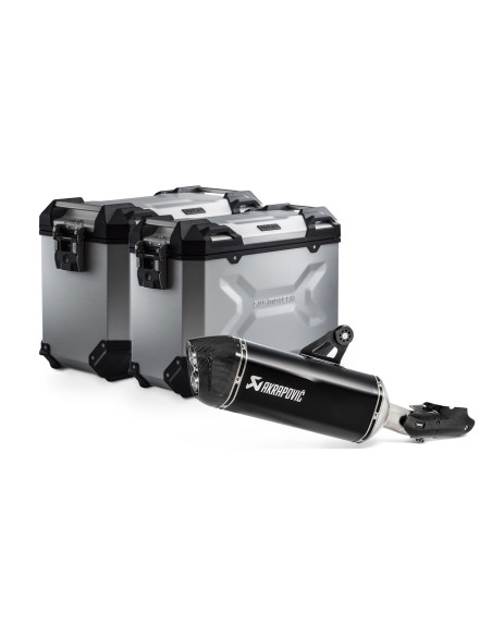 Kit valises SW-MOTECH TRAX ADV + silencieux Akrapovic BMW R 1250 GS - Adventure 2018 - Rallye 2021 Gris