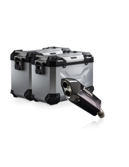 Kit valises en aluminium TRAX ADV + Akrapovic SW-MOTECH Argent 45 / 45 l BMW R 1300 GS 2023-2024