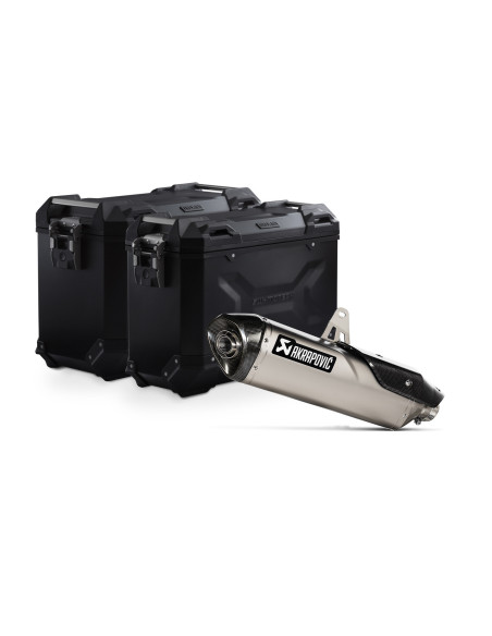 Kit valises SW-MOTECH TRAX ADV + Silencieux Akrapovic TRIUMPH 900 Tiger 2019 - Gris