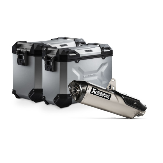 Kit valises en aluminium TRAX ADV + Akrapovic SW-MOTECH Argent 45 / 37 L Triumph Tiger 900 2019-2023