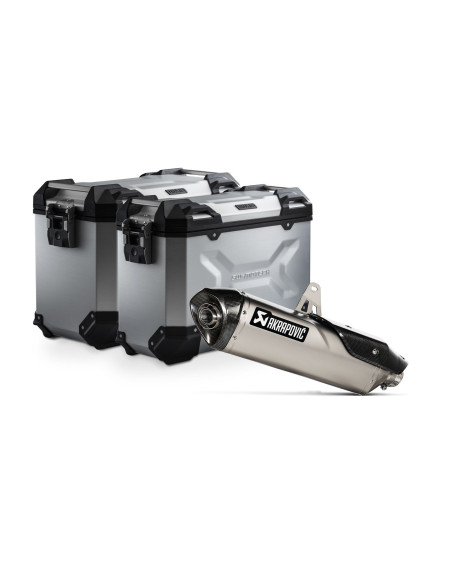 Kit valises en aluminium TRAX ADV + Akrapovic SW-MOTECH Argent 45 / 37 L Triumph Tiger 900 2019-2023