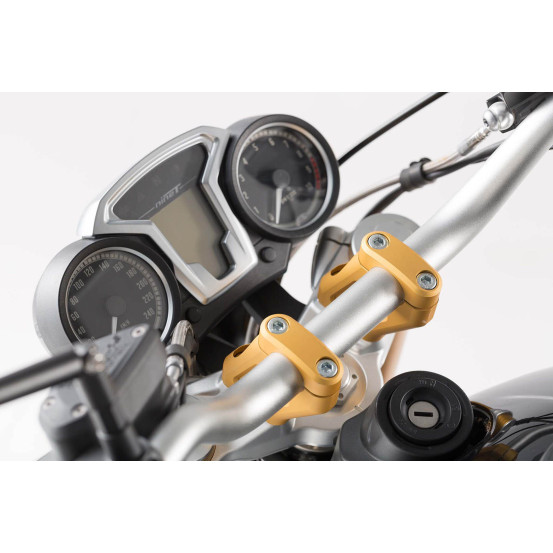 Réhausse de guidon Ø 22 mm SW-MOTECH 20 mm avec déport 30 mm BMW R nine T 2014-2020 Or