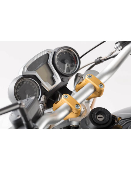 Réhausse de guidon Ø 22 mm SW-MOTECH 20 mm avec déport 30 mm BMW R nine T 2014-2020 Or