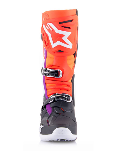 Bottes cross Alpinestars Tech 10 - Noir Rouge Fluo Orange Fluo Blanc