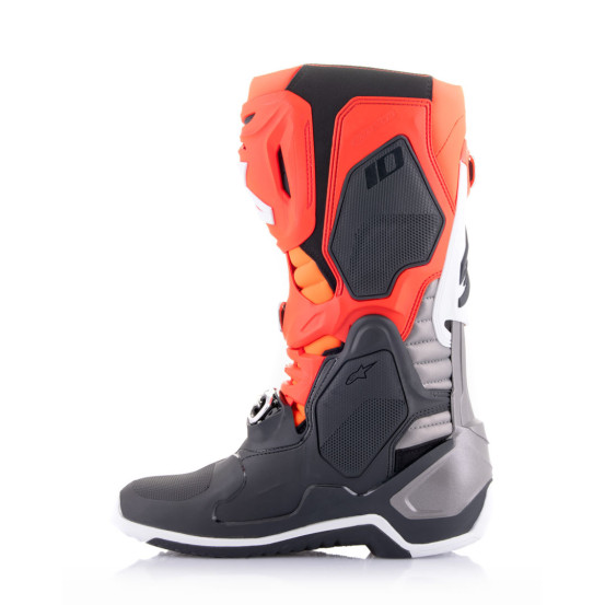 Bottes cross Alpinestars Tech 10 - Noir Rouge Fluo Orange Fluo Blanc