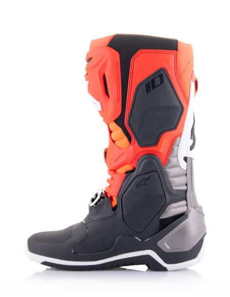 Bottes cross Alpinestars Tech 10 - Noir Rouge Fluo Orange Fluo Blanc