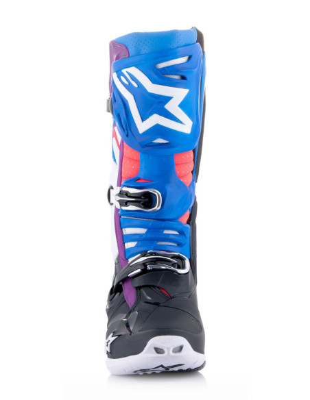Bottes cross Alpinestars Tech 10 Supervented - Noir Enamel Bleu Violet Blanc