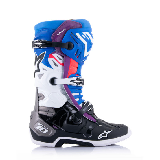 Bottes cross Alpinestars Tech 10 Supervented - Noir Enamel Bleu Violet Blanc