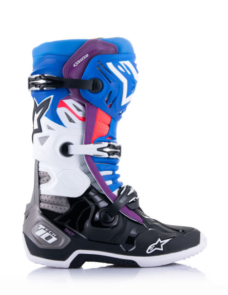 Bottes cross Alpinestars Tech 10 Supervented - Noir Enamel Bleu Violet Blanc