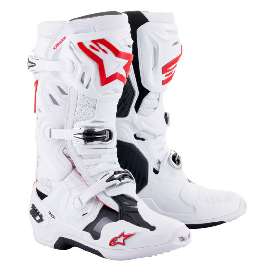 Bottes cross Alpinestars Tech 10 Supervented - Blanc Rouge