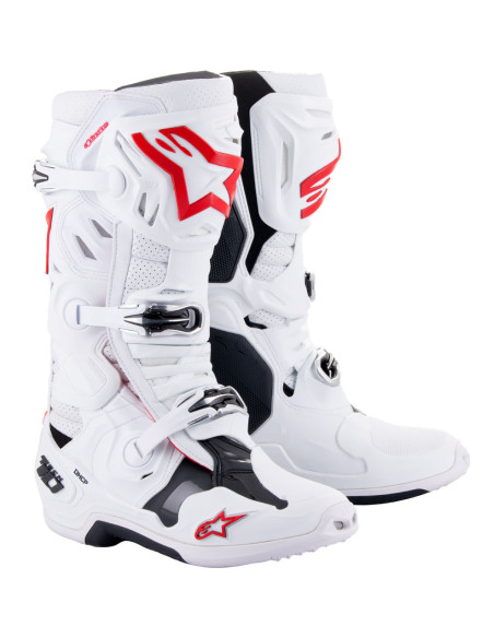 Bottes cross Alpinestars Tech 10 Supervented - Blanc Rouge