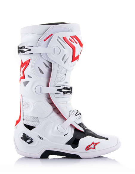 Bottes cross Alpinestars Tech 10 Supervented - Blanc Rouge