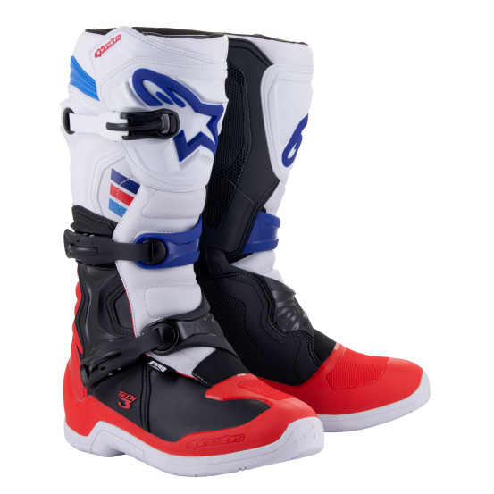 Bottes cross Alpinestars Tech 3 - Blanc Rouge Bleu