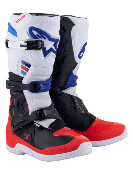 Bottes cross Alpinestars Tech 3 - Blanc Rouge Bleu