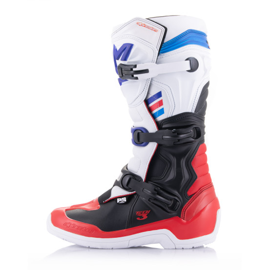 Bottes cross Alpinestars Tech 3 - Blanc Rouge Bleu
