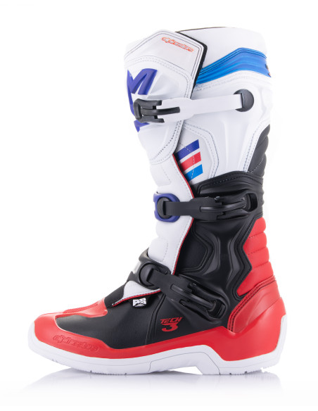 Bottes cross Alpinestars Tech 3 - Blanc Rouge Bleu