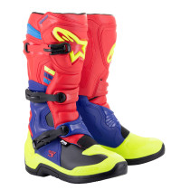 Bottes cross Alpinestars Tech 3 - Rouge Bleu Jaune Fluo