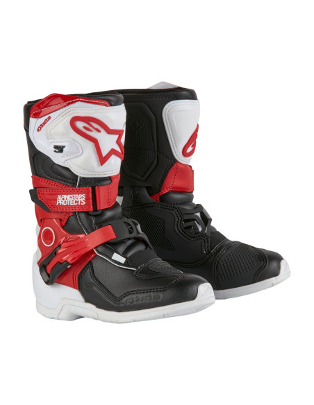 Bottes enfant cross Alpinestars Tech 3S - Blanc Noir Rouge (du 28 au 33)