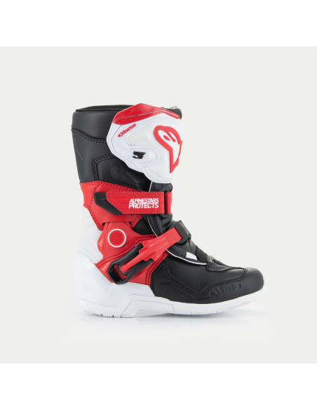 Bottes enfant cross Alpinestars Tech 3S - Blanc Noir Rouge (du 28 au 33)