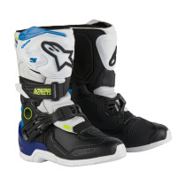 Bottes enfant cross Alpinestars Tech 3S - Enamel Blanc Noir Bleu (du 28 au 33)