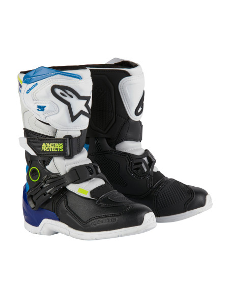Bottes enfant cross Alpinestars Tech 3S - Enamel Blanc Noir Bleu (du 28 au 33)