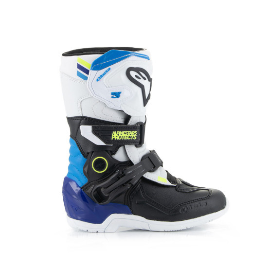 Bottes enfant cross Alpinestars Tech 3S - Enamel Blanc Noir Bleu (du 28 au 33)