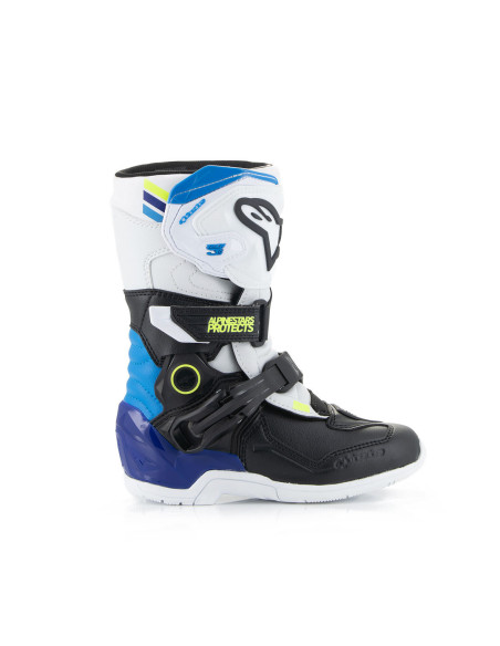 Bottes enfant cross Alpinestars Tech 3S - Enamel Blanc Noir Bleu (du 28 au 33)